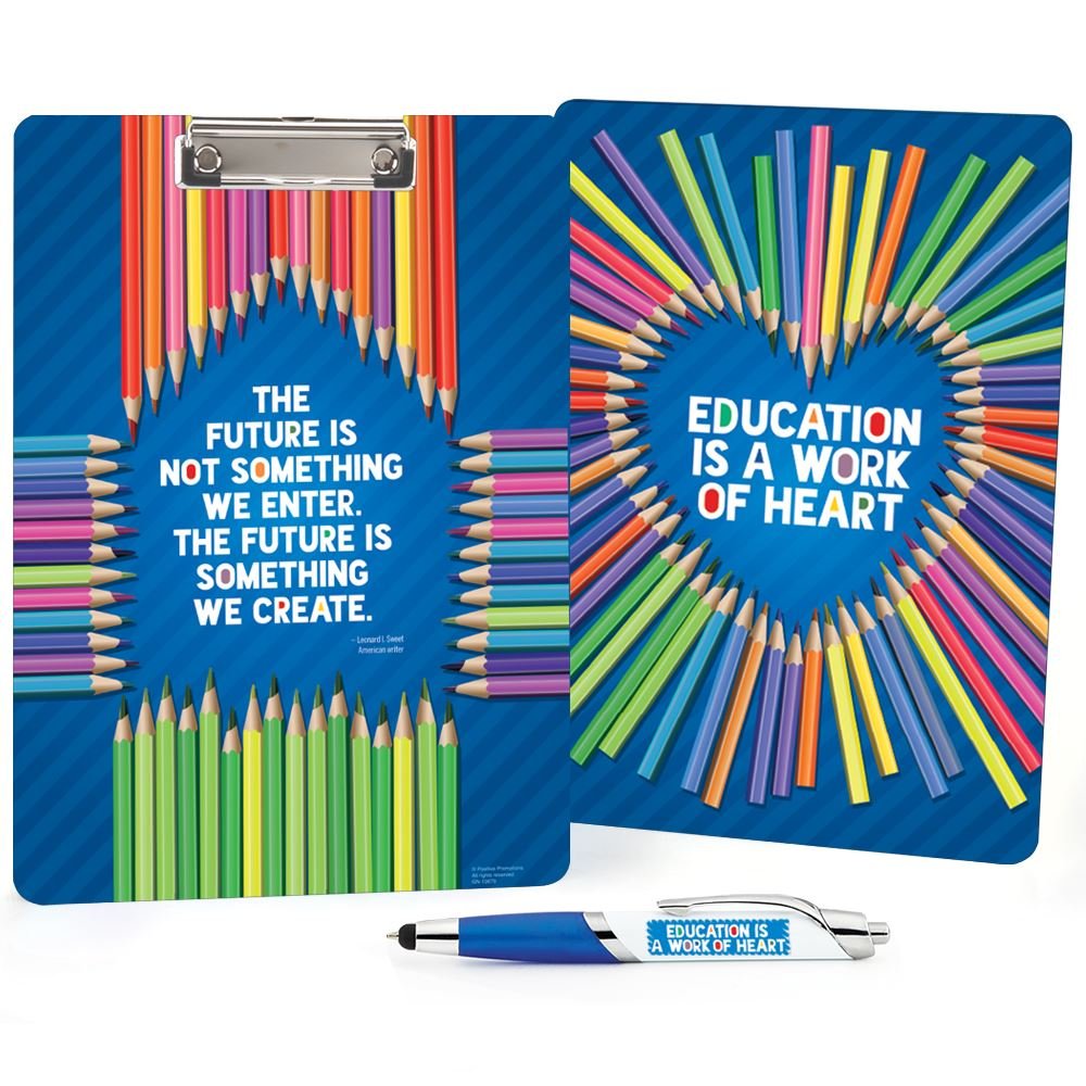 Education Is A Work Of Heart Clipboard & Full-Color Pen Gift Set
