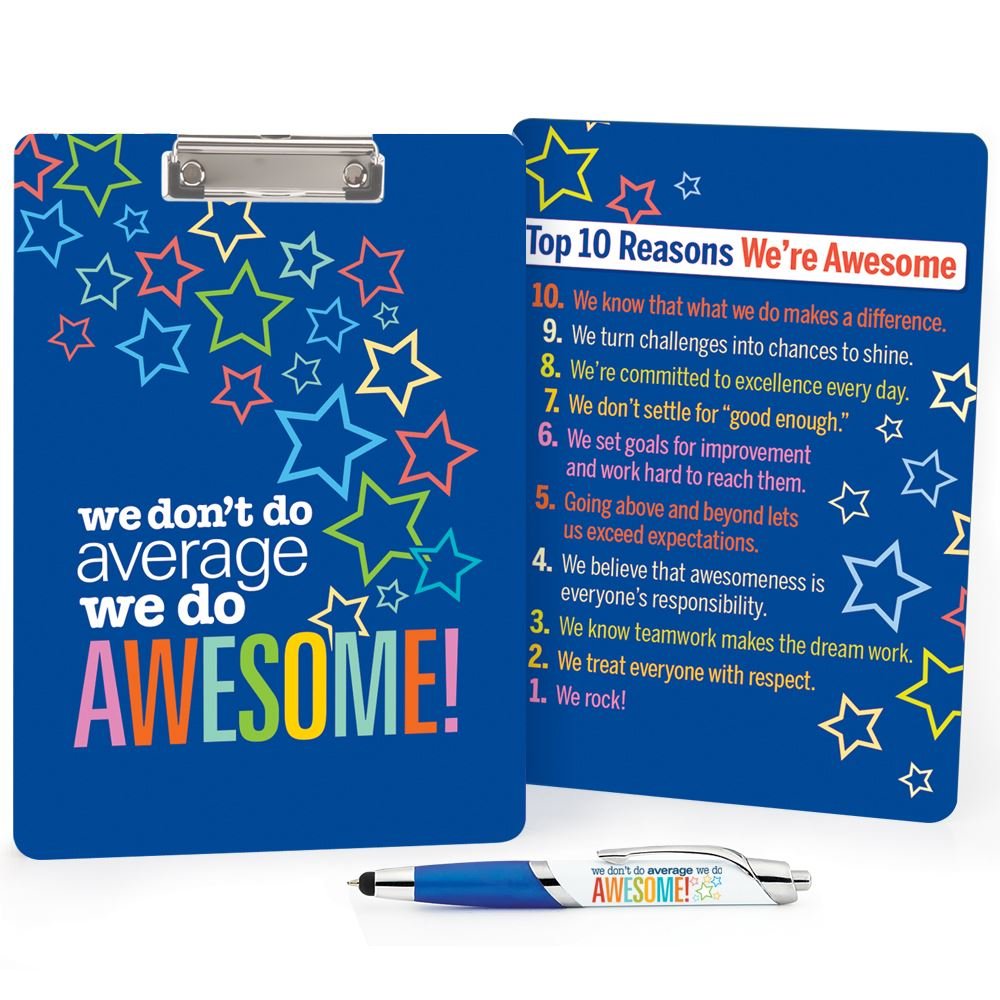 We Don't Do Average; We Do Awesome! Clipboard & Full-Color Pen Value Set