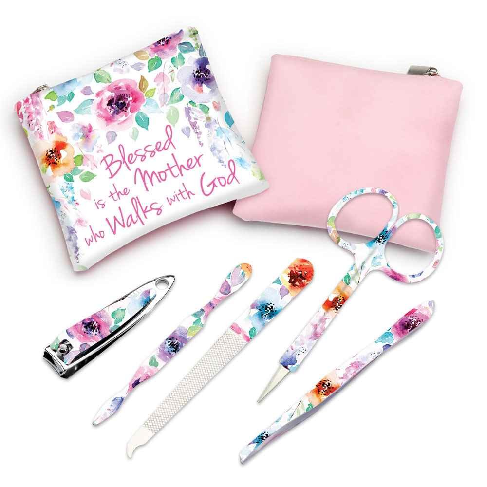 Blessed Is The Mother Who Walks With God Floral Manicure Set