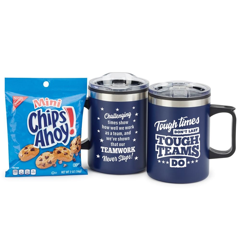 Tough Times Don't Last; Tough Teams Do Sonoma Stainless-Steel Mug 12-Oz. With Cookies