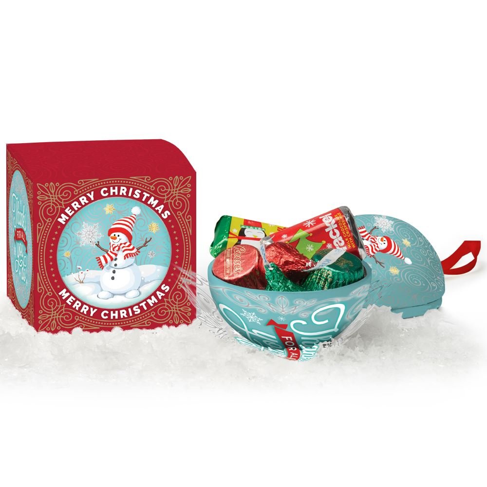 Snowman Metal Ornament With Hershey's&reg; Holiday Miniatures Chocolates In Merry Christmas Gift Box