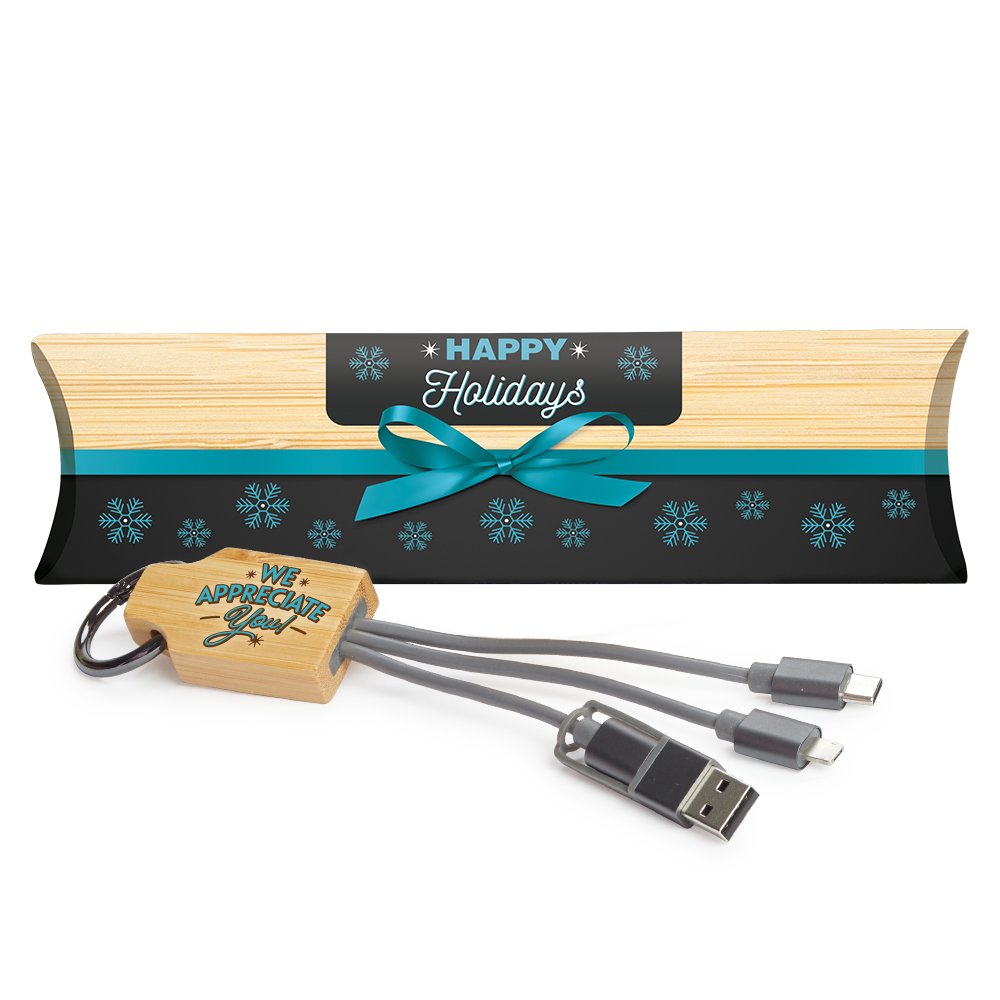 We Appreciate You 4-in-1 Bamboo Charging Cord In Holiday Gift Box