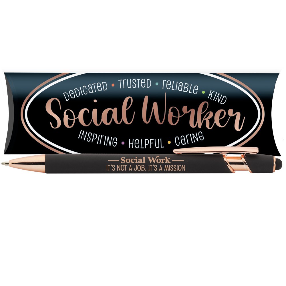 Social Work: It's Not a Job; It's a Mission Black/Rose-Gold Stylus Pen