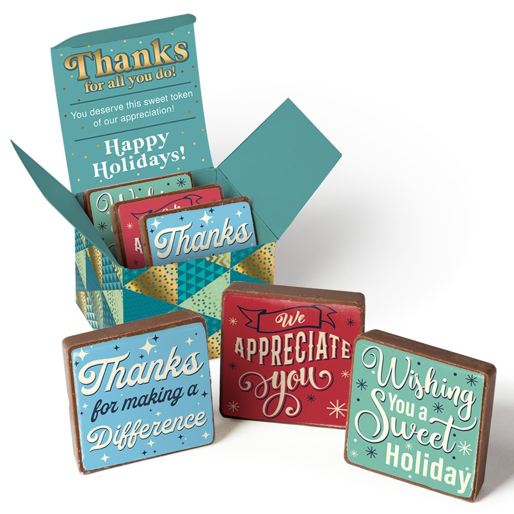 Trio of Belgian Chocolate Squares in Holiday Gift Box