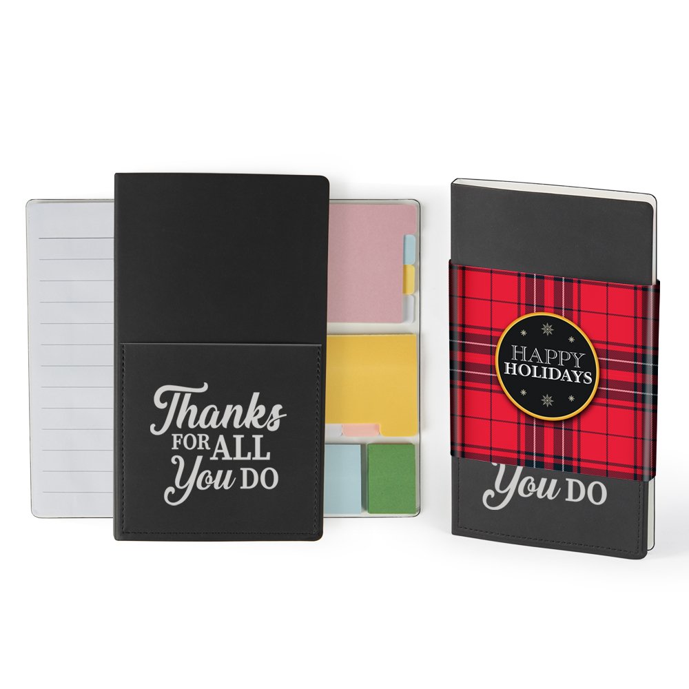 Thanks For All You Do Leatherette Sticky Notebook & Stylus Pen in Holiday Gift Wrapper
