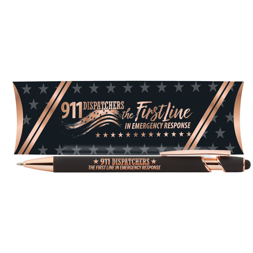 911 Dispatchers: The First Line in Emergency Response Black/Rose-Gold Stylus Pen