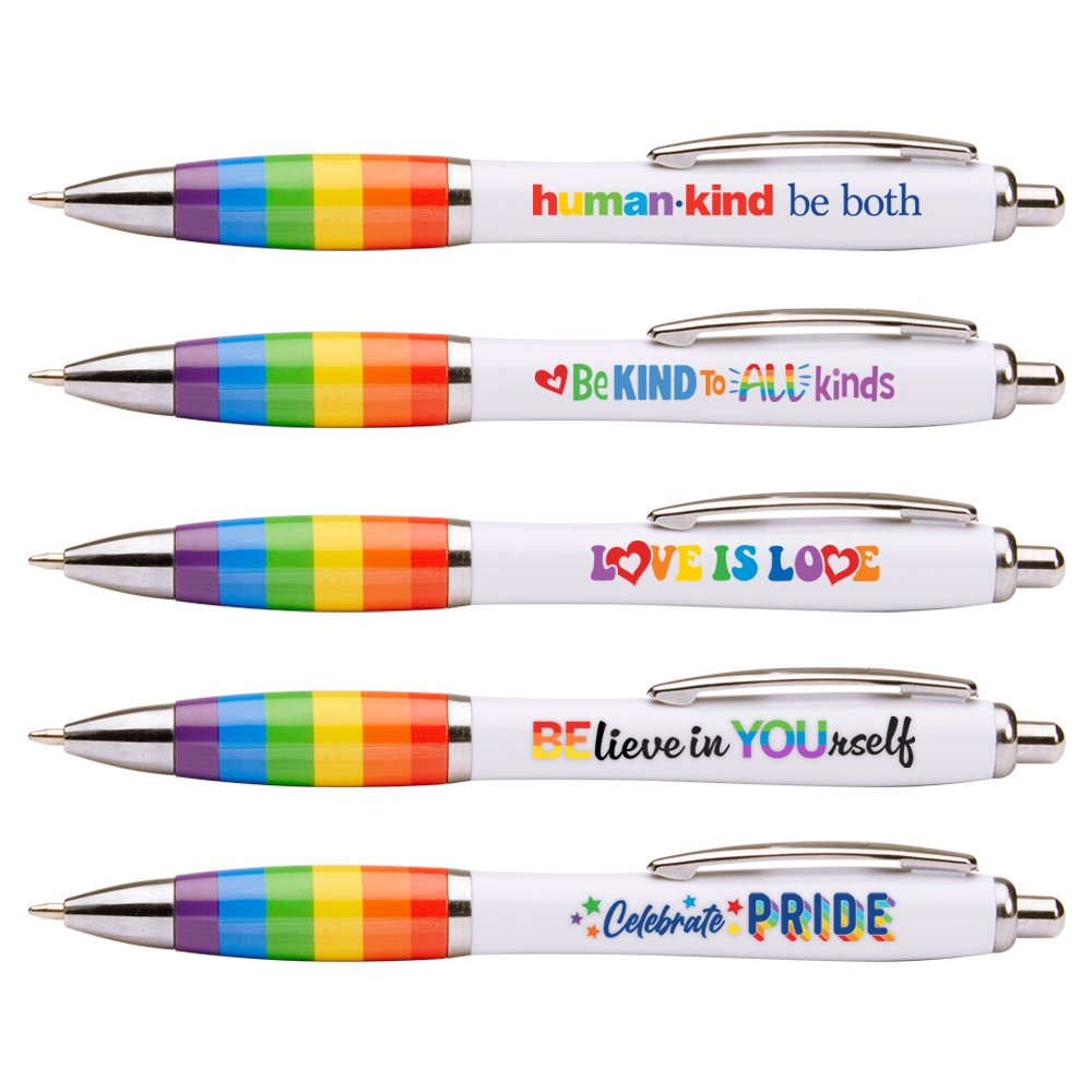 Pride Rainbow Grip Curve Pen Assortment - Pack of 25
