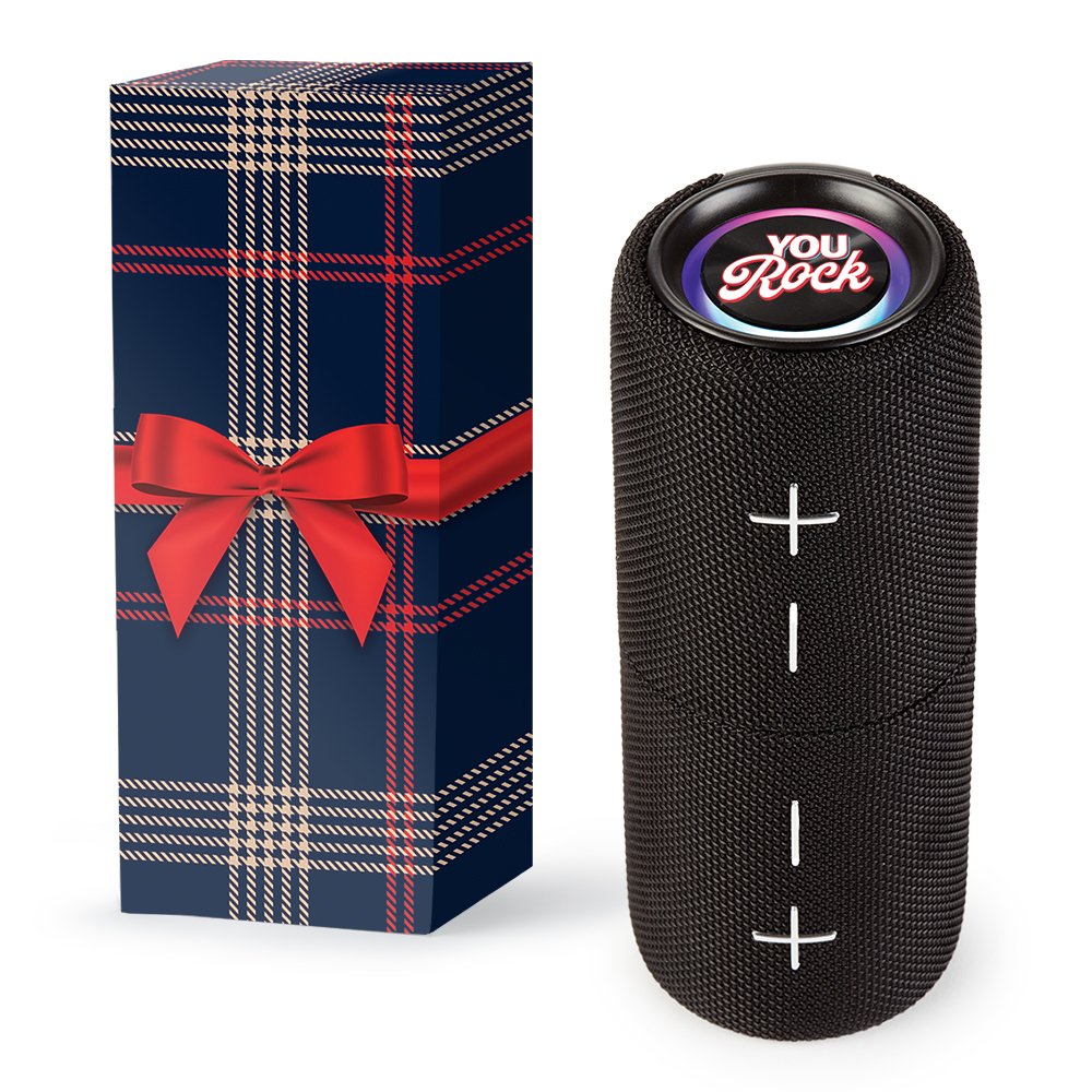 You Rock Surround Duo Split IPX5 Water-Resistant Bluetooth® Light-Up Magnetic Speaker With Carabiner in Holiday Gift Box
