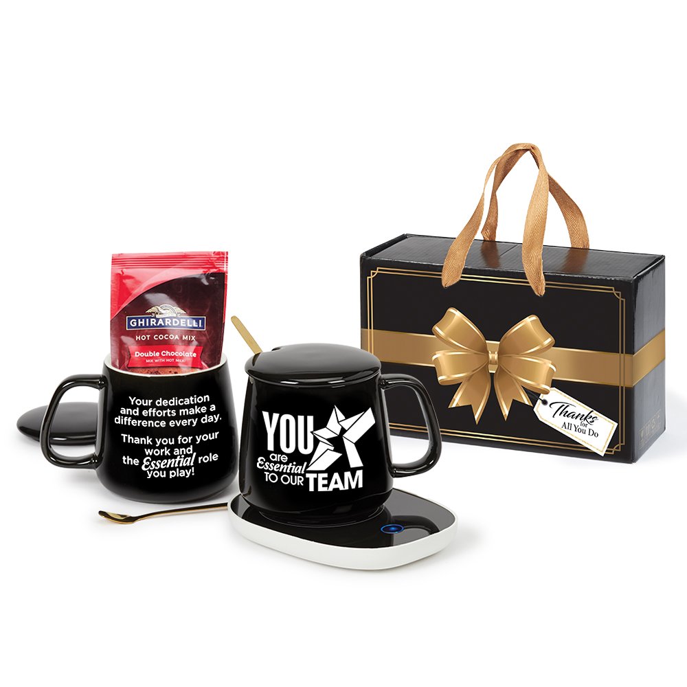You Are Essential to Our Team Ceramic Mug 12 oz. & Warmer With Hot Chocolate Gift Set