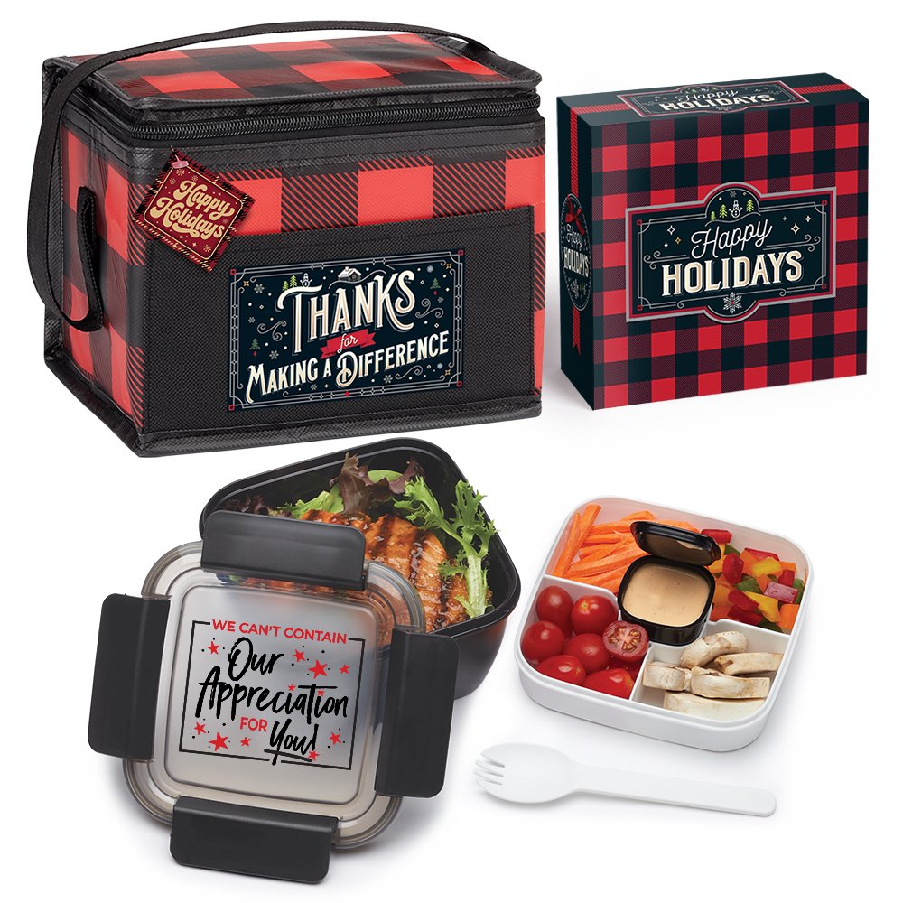 Thanks for Making a Difference Cooler/Lunch Bag With Locking Food Container Gift Set With Holiday Gift Box