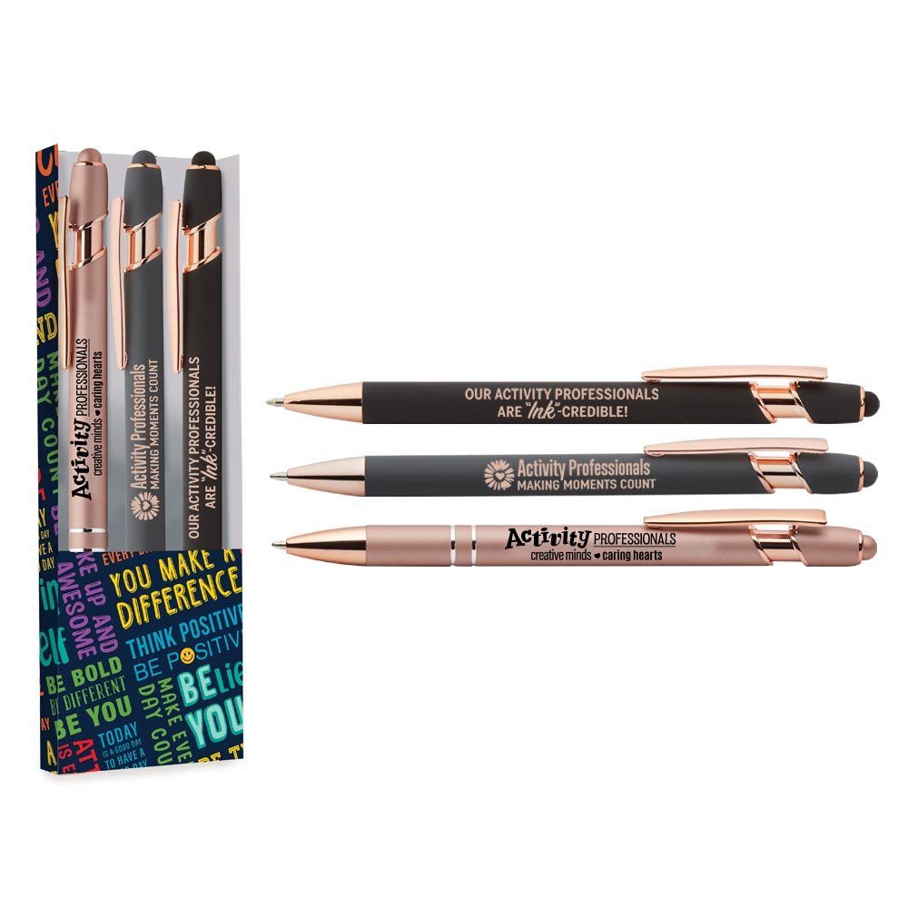Activity Professionals Rose-Gold-Accented Stylus Pen Assortment - Pack of 3