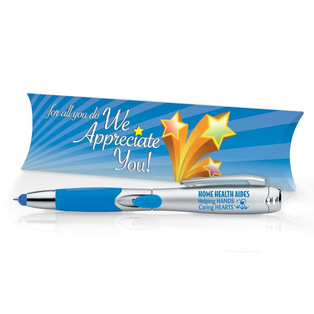 Home Health Aides: Helping Hands Caring Hearts 3-In-1 Stylus, Pen & Light With Pillow Box