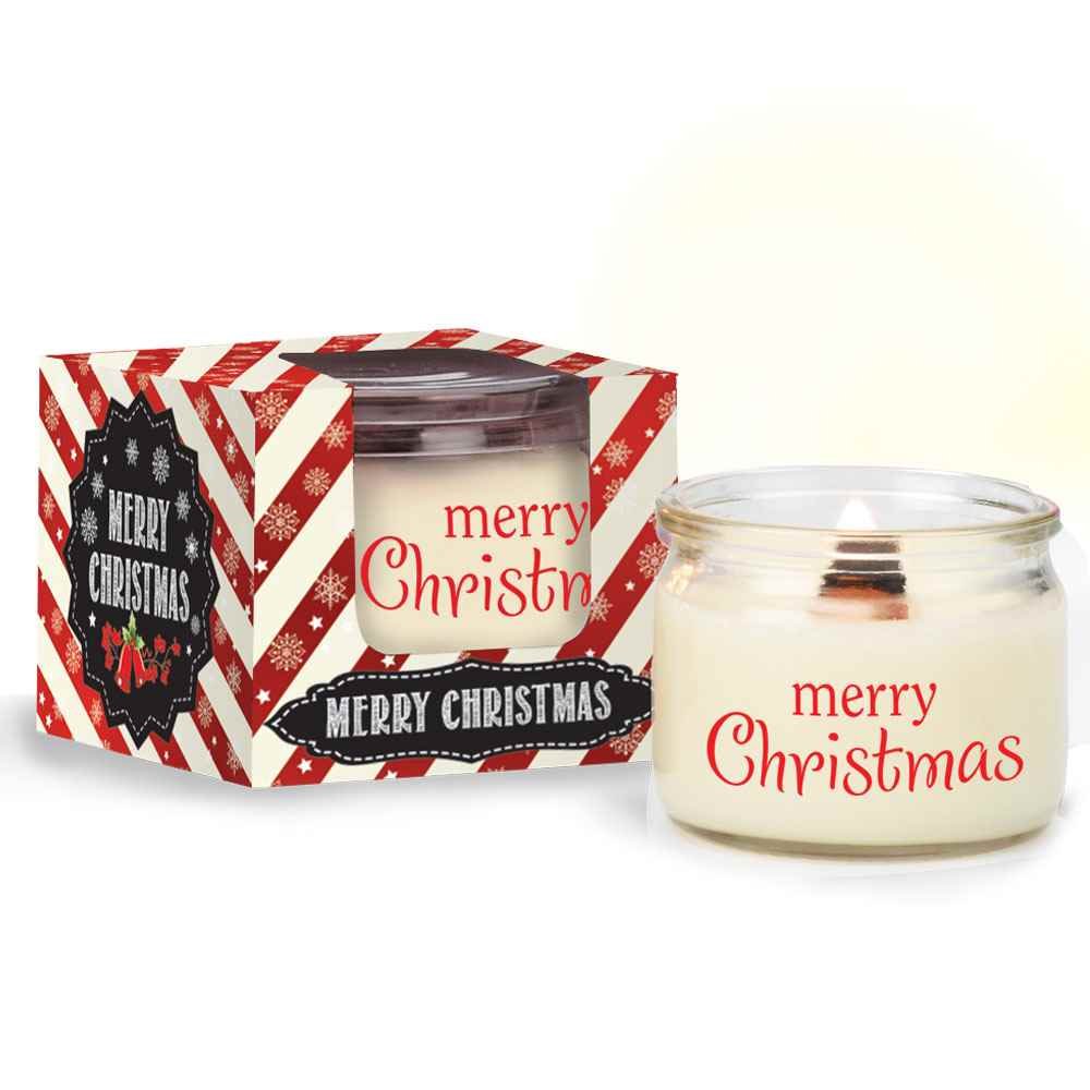 Merry Christmas White Candle in Holiday Gift Box