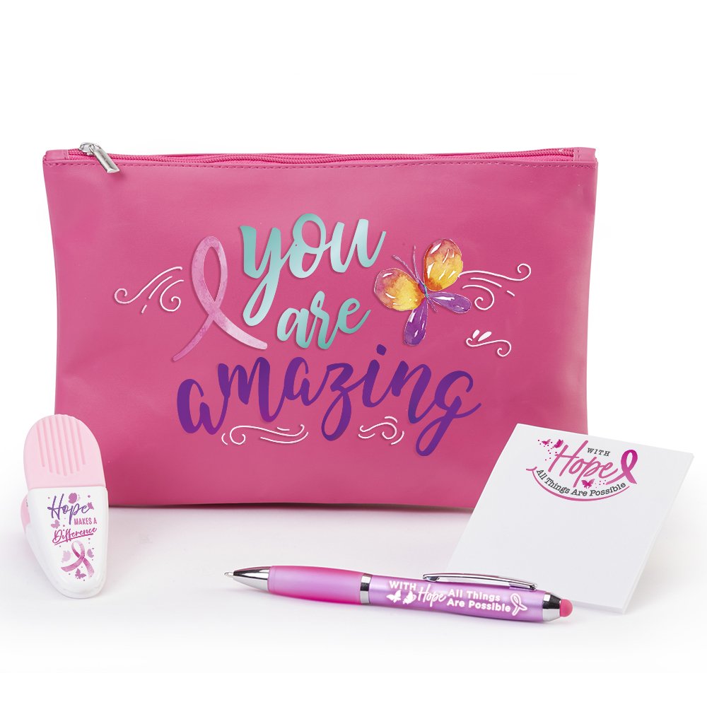 You Are Amazing 3-Piece Stationery Gift Set in Pink Vinyl Pouch