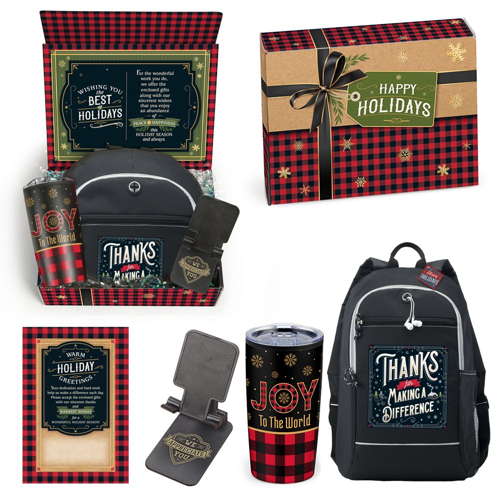 Carry-The-Day Buffalo Plaid Holiday Box Gift Set