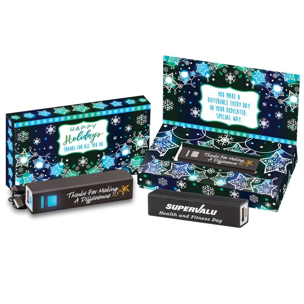 Thanks For Making A Difference UL&reg; Power Bank In Holiday Gift Box with Personalization