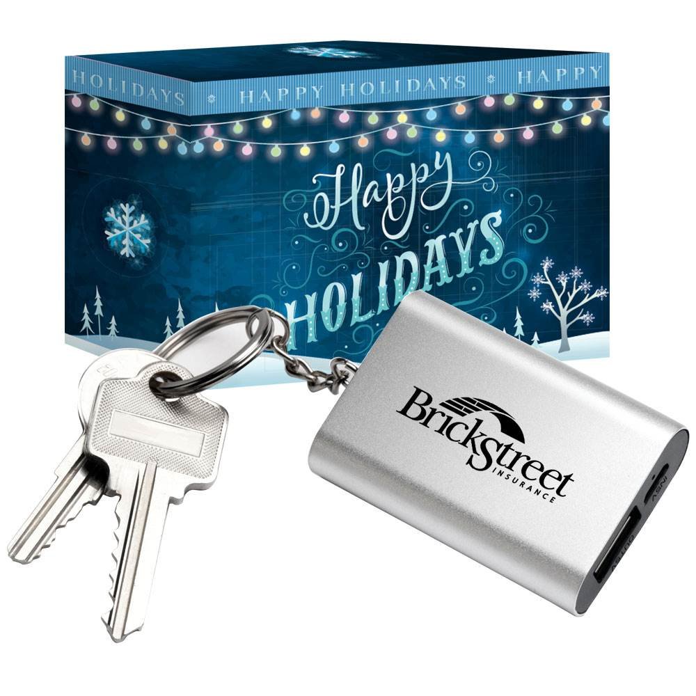 Emergency Power Bank Key Tag in Holiday Gift Box - Personalization Available