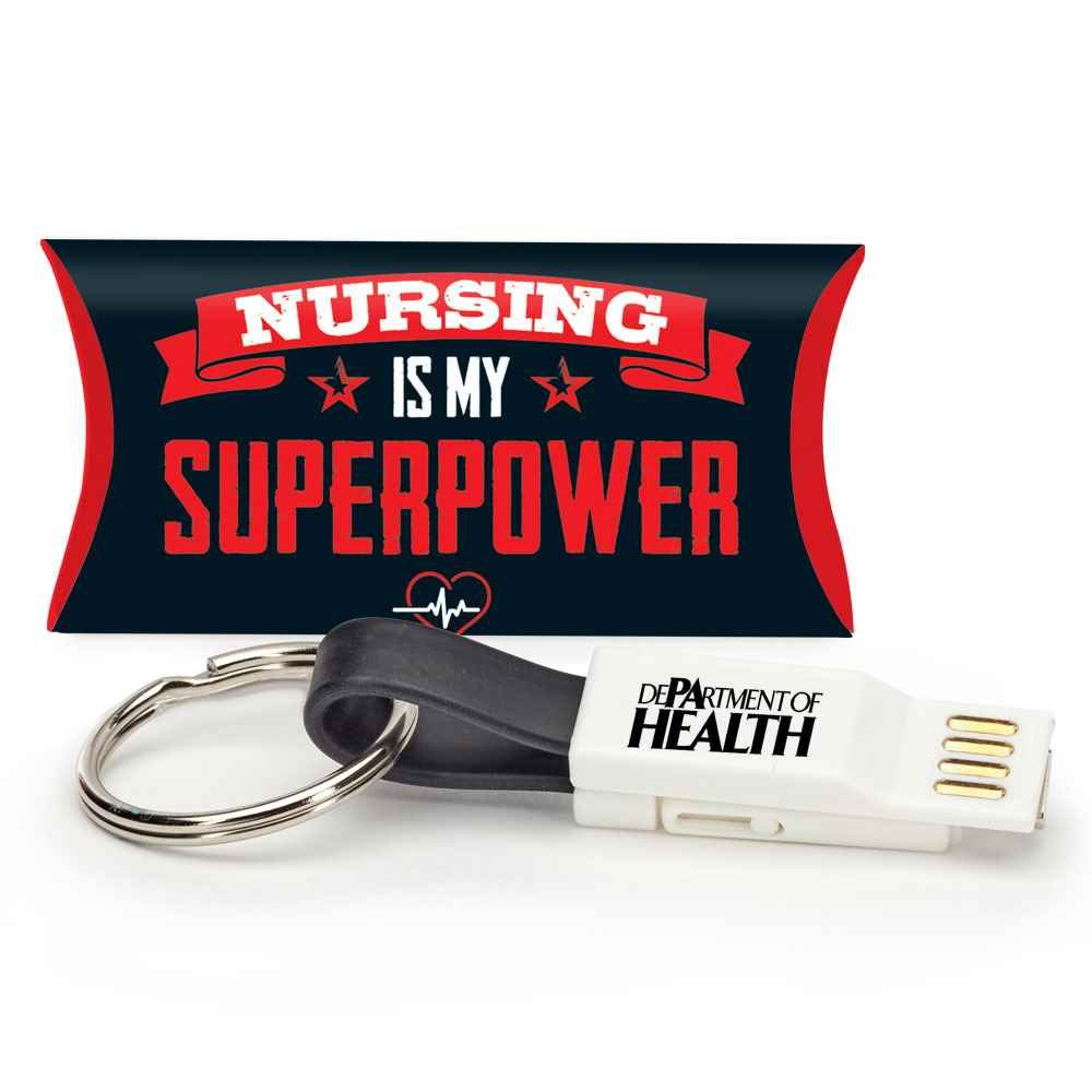 3-in-1 Charging Cord Keychain with Nurses Pillow Box - Personalization Available