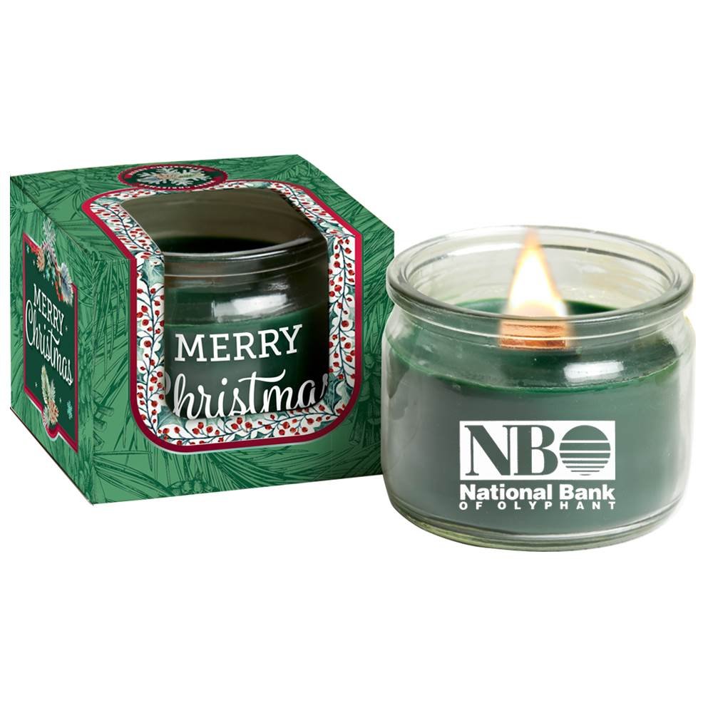Green Candle in Merry Christmas Gift Box - Personalization Available