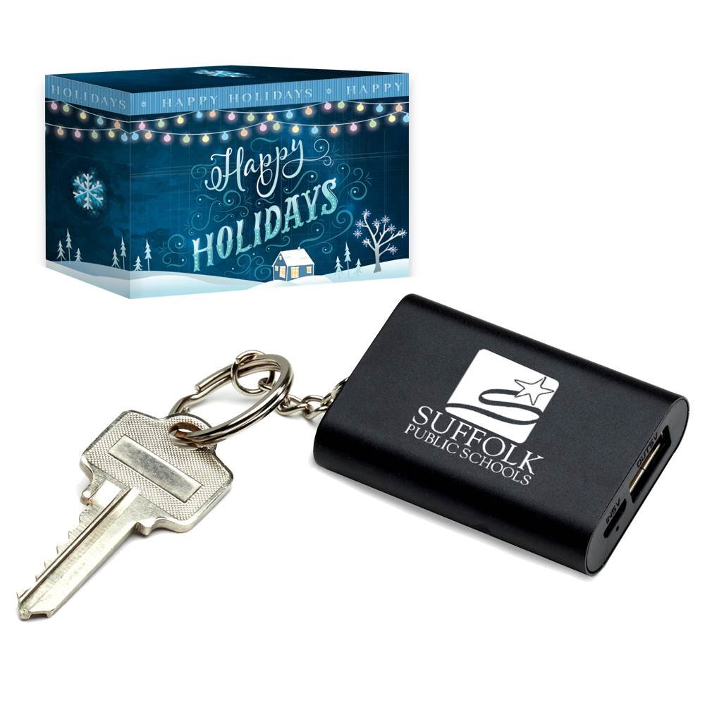 Black Emergency Power Bank Key Tag in Holiday Gift Box ...