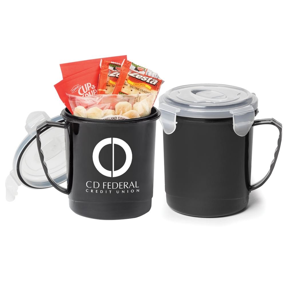 Black Soup Mug 24-Oz. Gift Set With Locking Lid - Personalization Available