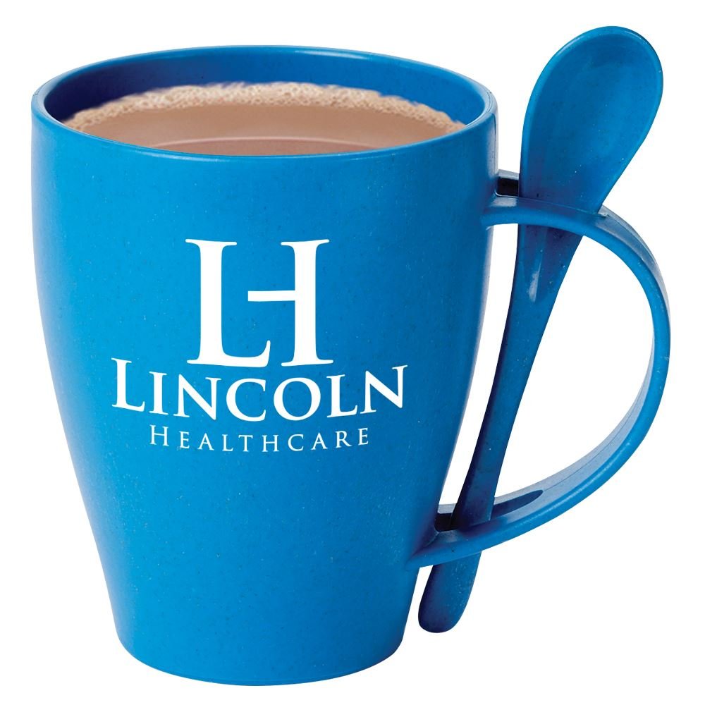 Blue Eco-Friendly Wheat Mug 12-Oz. With Spoon - Personalization Available