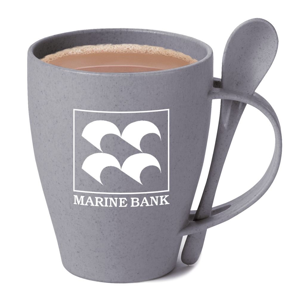 Gray Eco-Friendly Wheat Mug 12-Oz. With Spoon - Personalization Available
