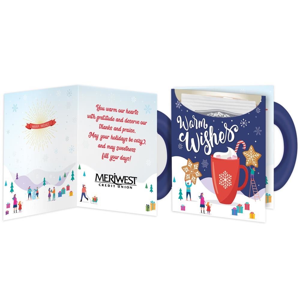 Warm Wishes Mug-Shaped Greeting Card With Hot Chocolate - Personalization Available