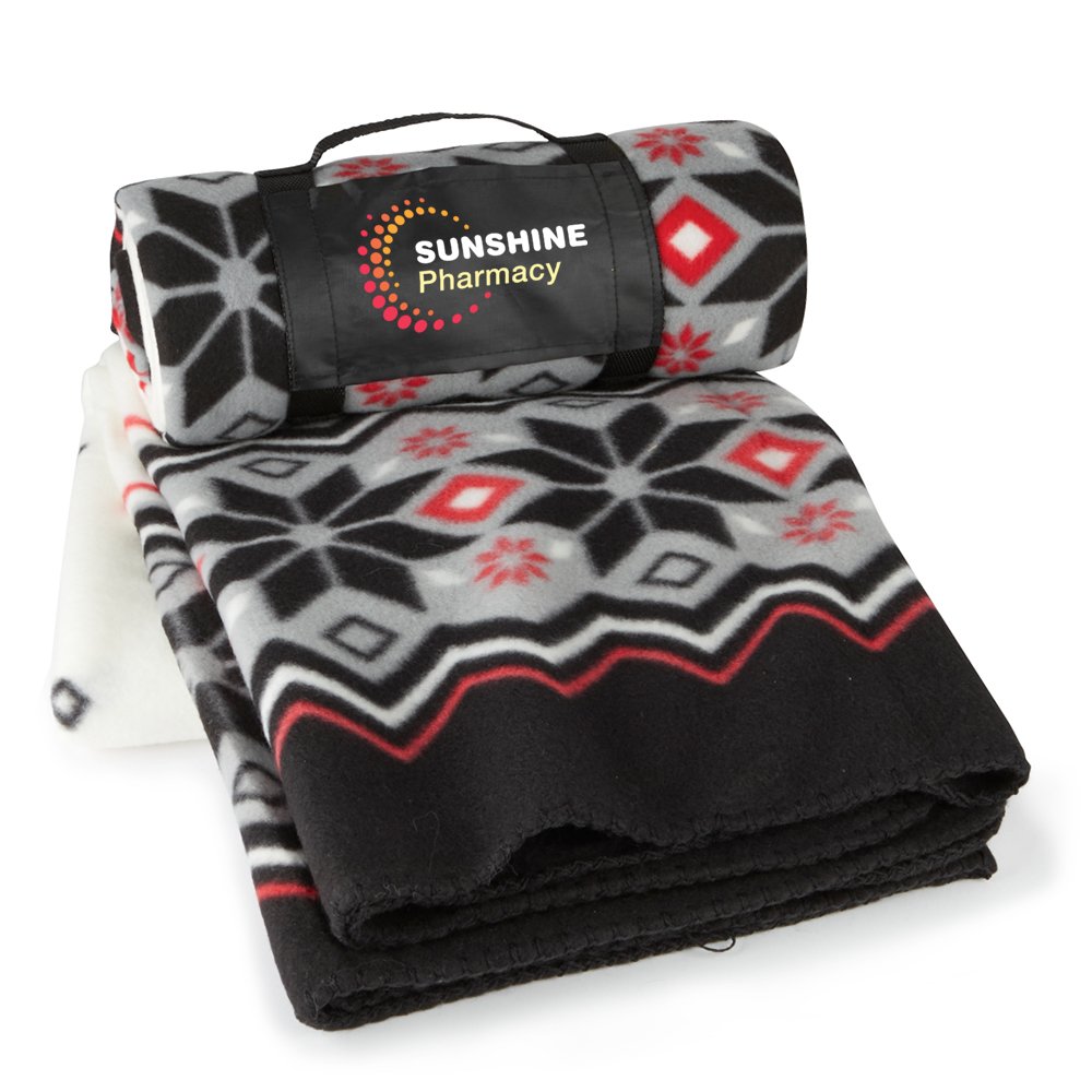 Black/Red Snowflake Roll-Up Eco Blanket - Personalization Available