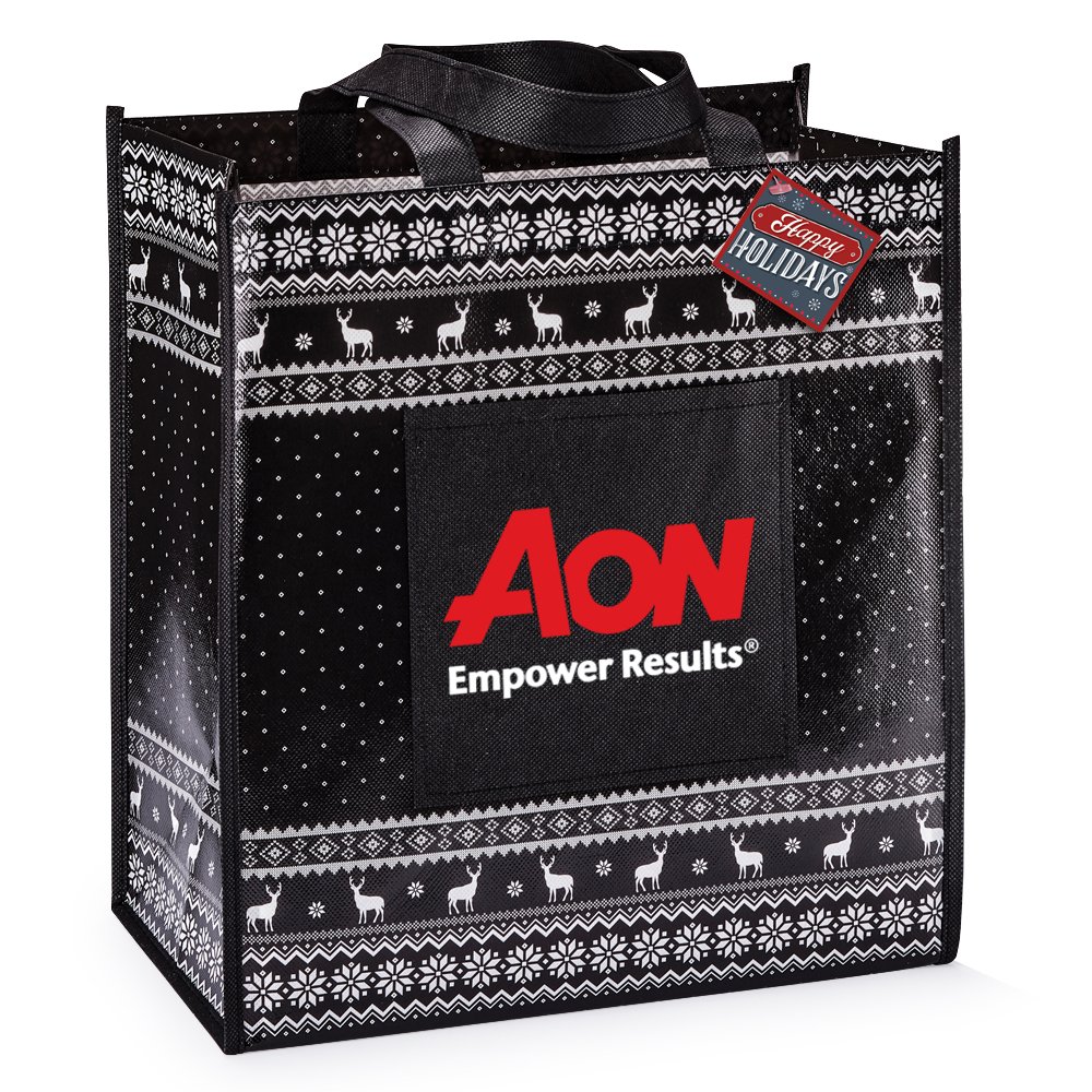 Fair Isle Laminated Eco-Shopper Tote Bag With Holiday Gift Tag - Personalization Available