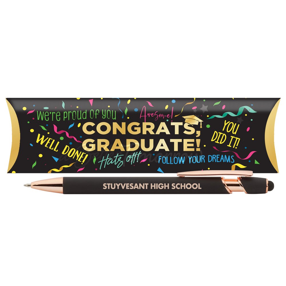 Graduate Ink Pens Congrats, Graduate! Black/Rose-Gold Stylus Pen - Personalization ...
