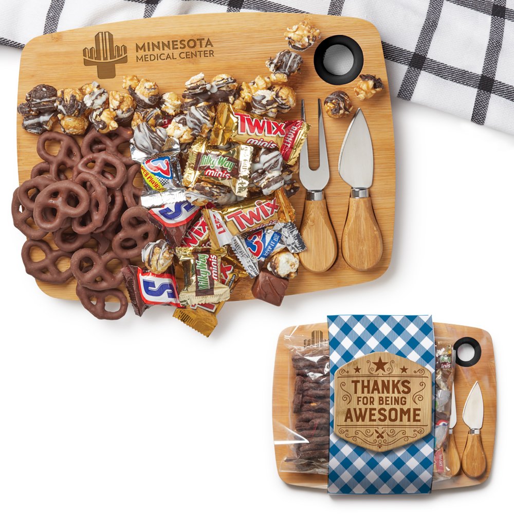 Sweet Treats Bamboo Charcuterie Board Gift Set - Laser-Engraved Personalization Available