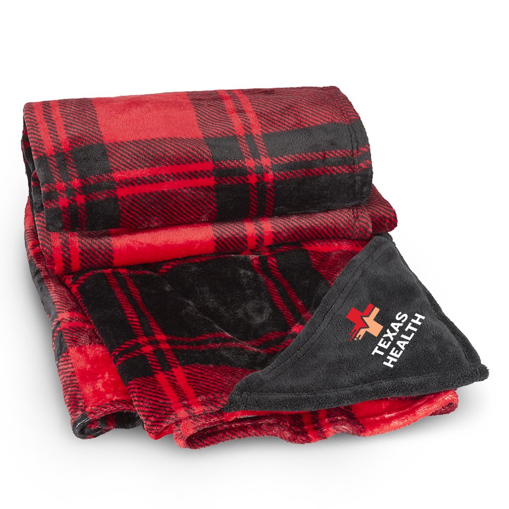 Thanks for Making a Difference Red/Black Plaid Mink Fleece Throw Blanket-in-a-Bag 50
