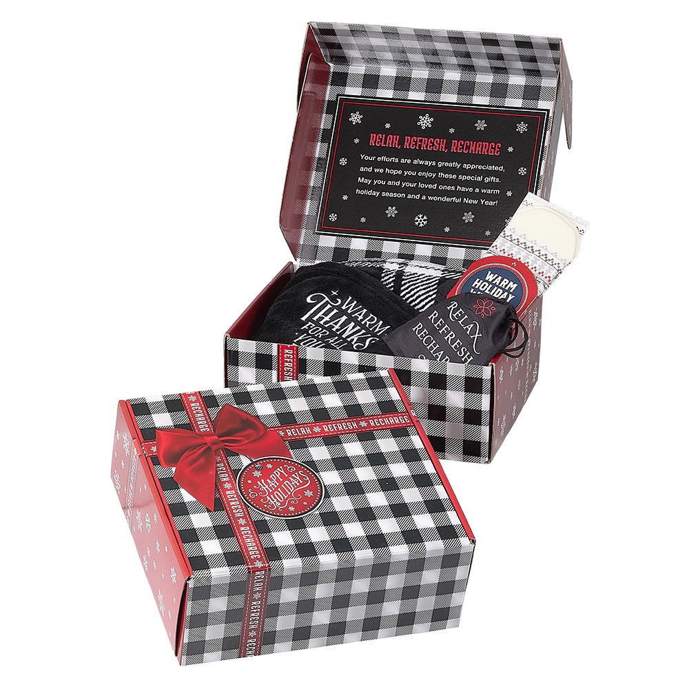 Relax, Refresh, Recharge Gift Set in Holiday Gift Box - Card Personalization Available