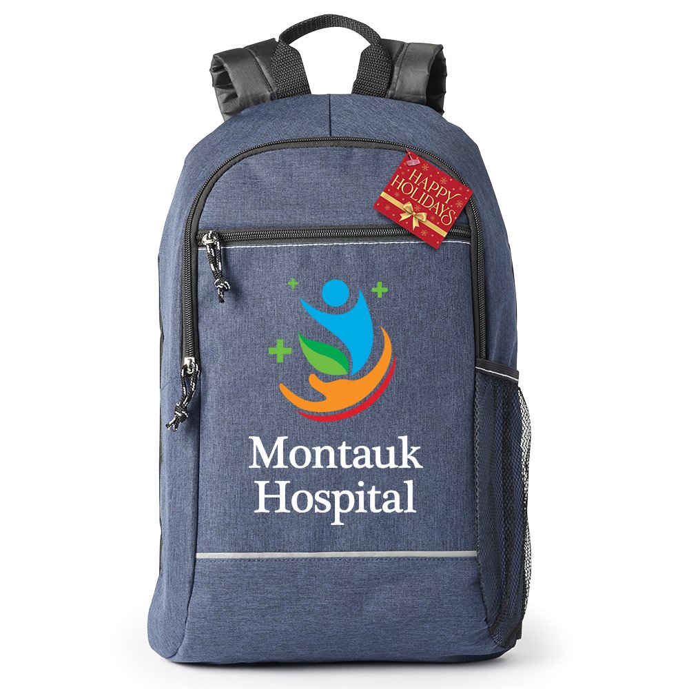 Blue Bayside Backpack with Reflective Trim with Holiday Gift Card - Personalization Available