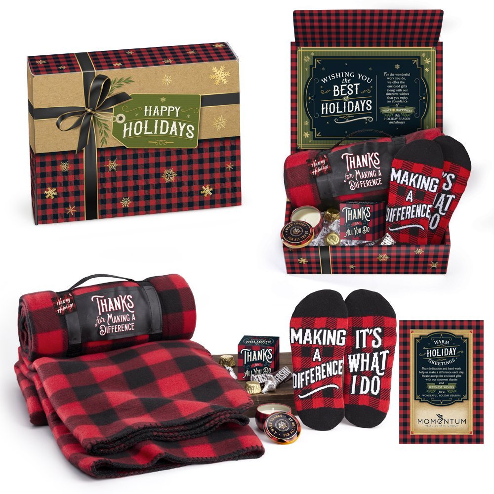 Buffalo Plaid Gift Set in Holiday Gift Box - Card Personalization Available