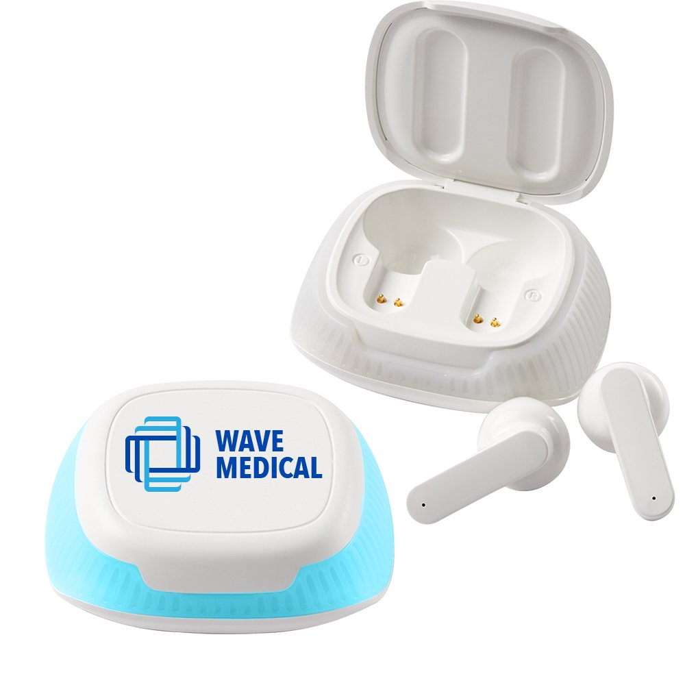 Bluetooth® Wireless Earbuds With Color-Changing Dock & Carabiner Carry Case in Holiday Gift Box - Personalization Available