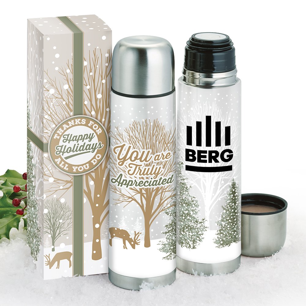 You Are Truly Appreciated Winter Scene Stainless-Steel Vacuum Thermos 16 oz. - One-Color Personalization Available