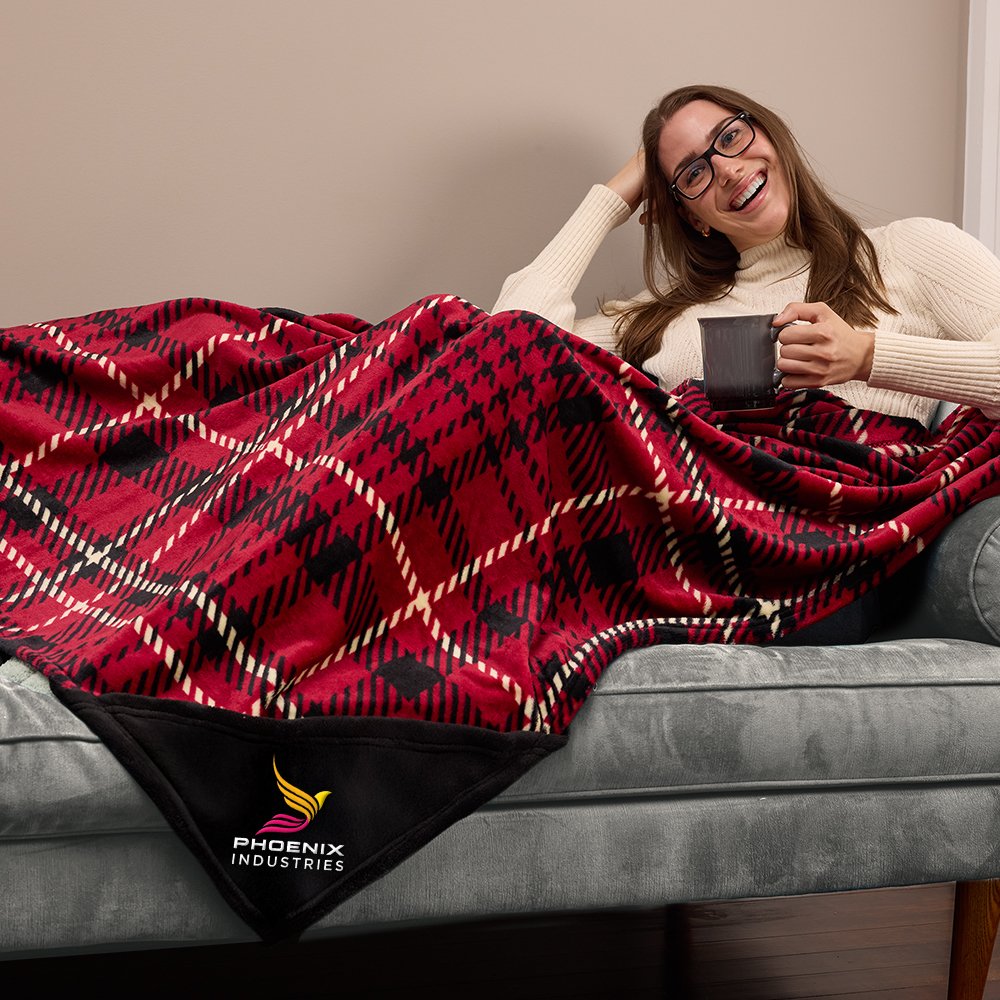 Merry Christmas Red, Black, & Cream Plaid Mink Fleece Blanket-in-a-Bag 50