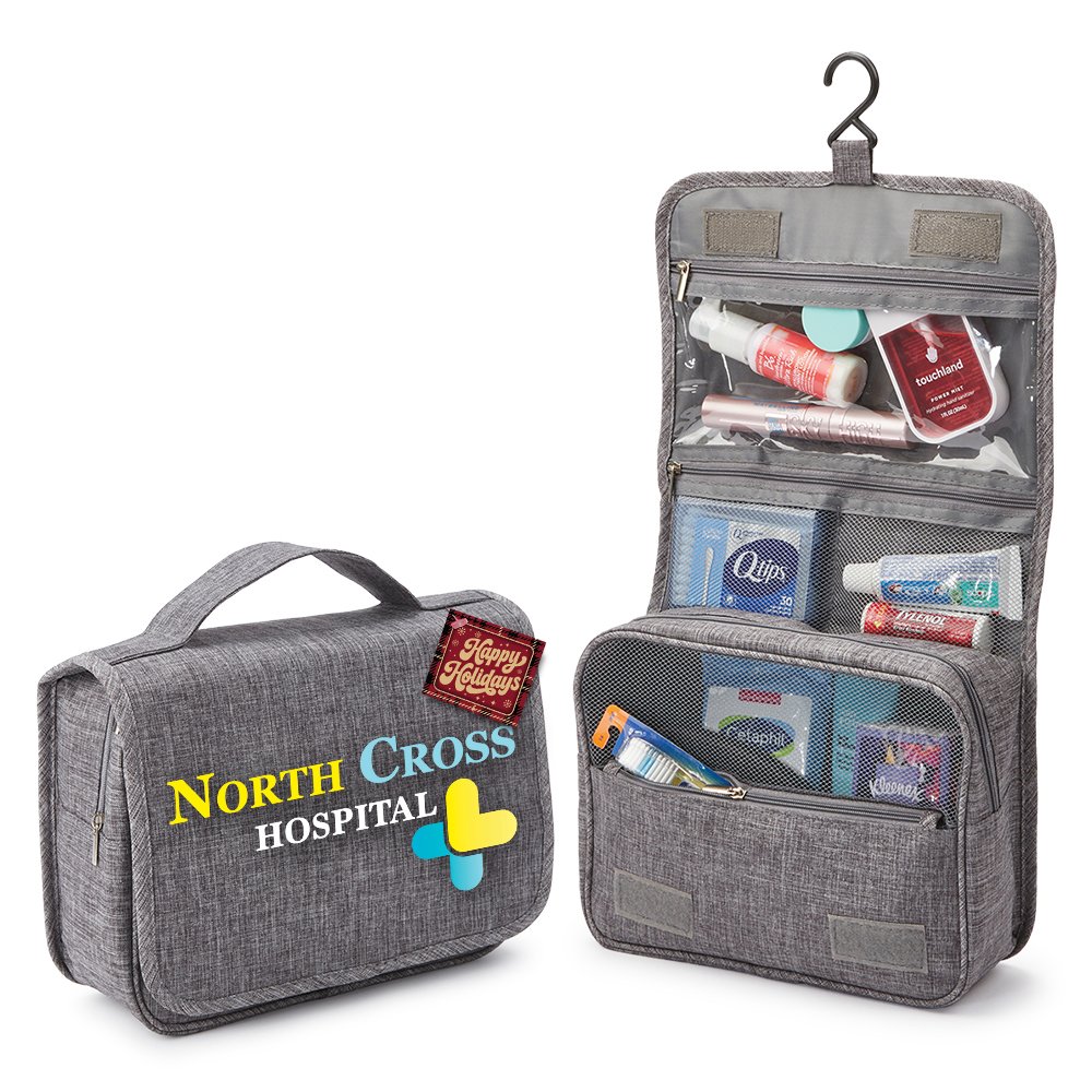 Travel Carry-All Hanging Toiletry Bag With Holiday Gift Tag - Personalization Available
