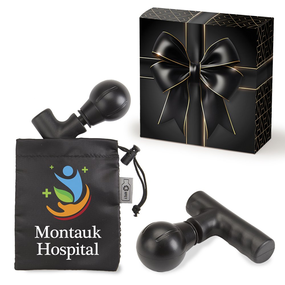 Portable Mini Massage Gun With Eco-Friendly Pouch in Holiday Gift Box - Personalization Available