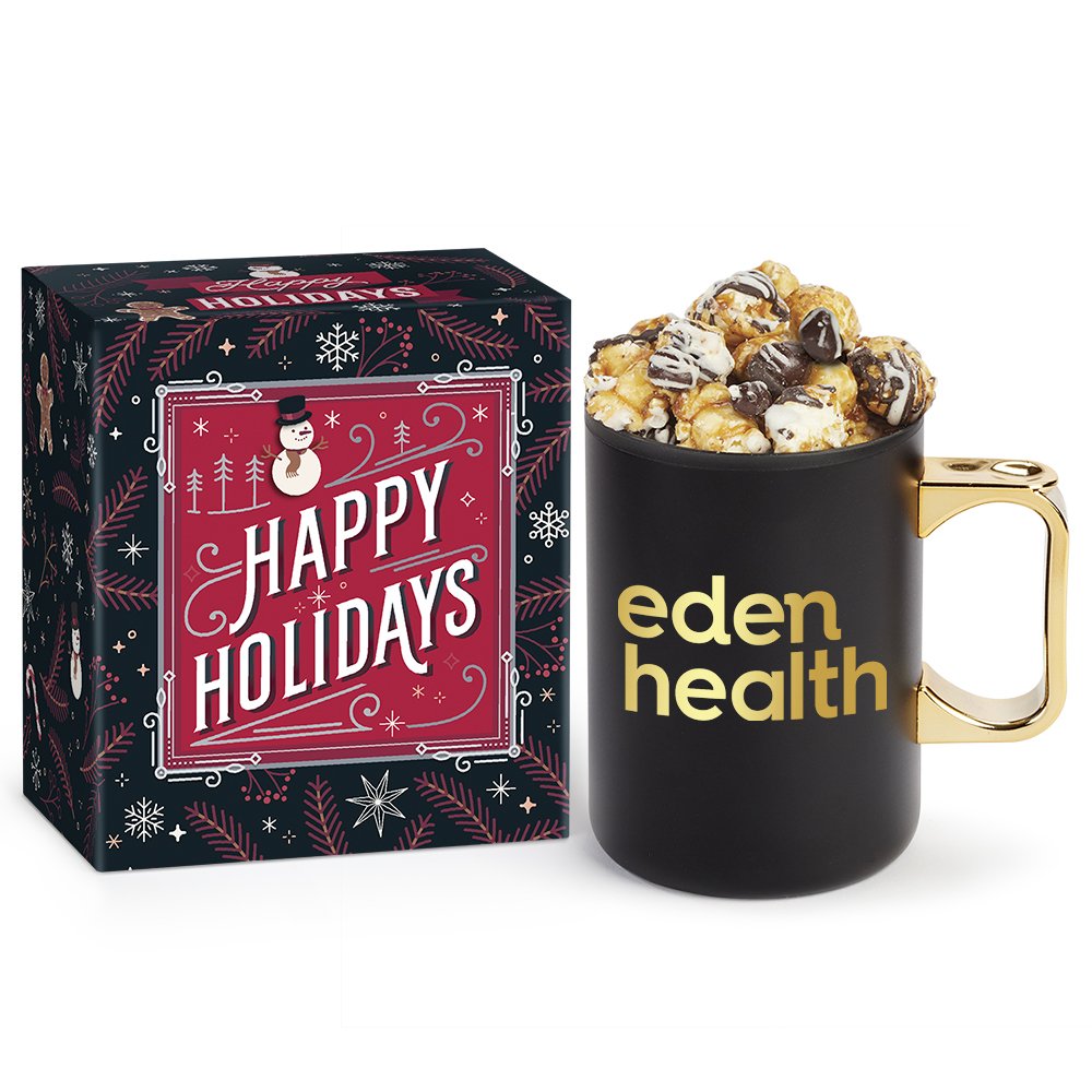 Gold Sonoma Stainless-Steel Mug 12-Oz. with S'mores Popcorn in Holiday Gift Box - Personalization Available