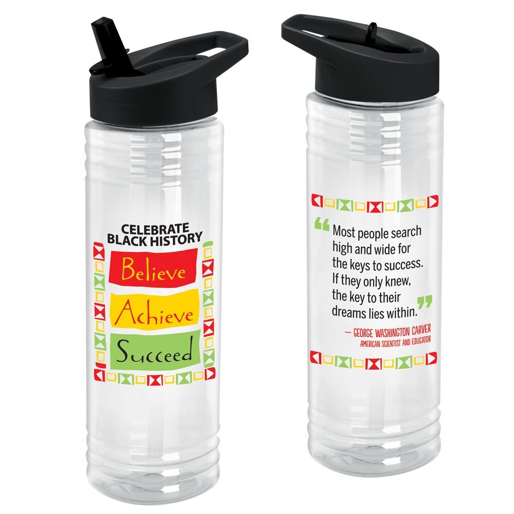 Believe, Achieve, Succeed: Celebrate Black History Solara Water Bottle 24-Oz.