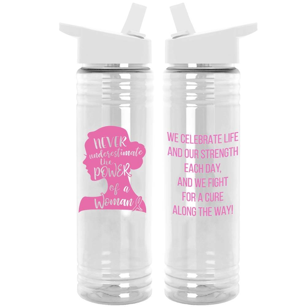 Never Underestimate The Power Of A Woman Water Bottle 24-Oz. With White Sipper Lid