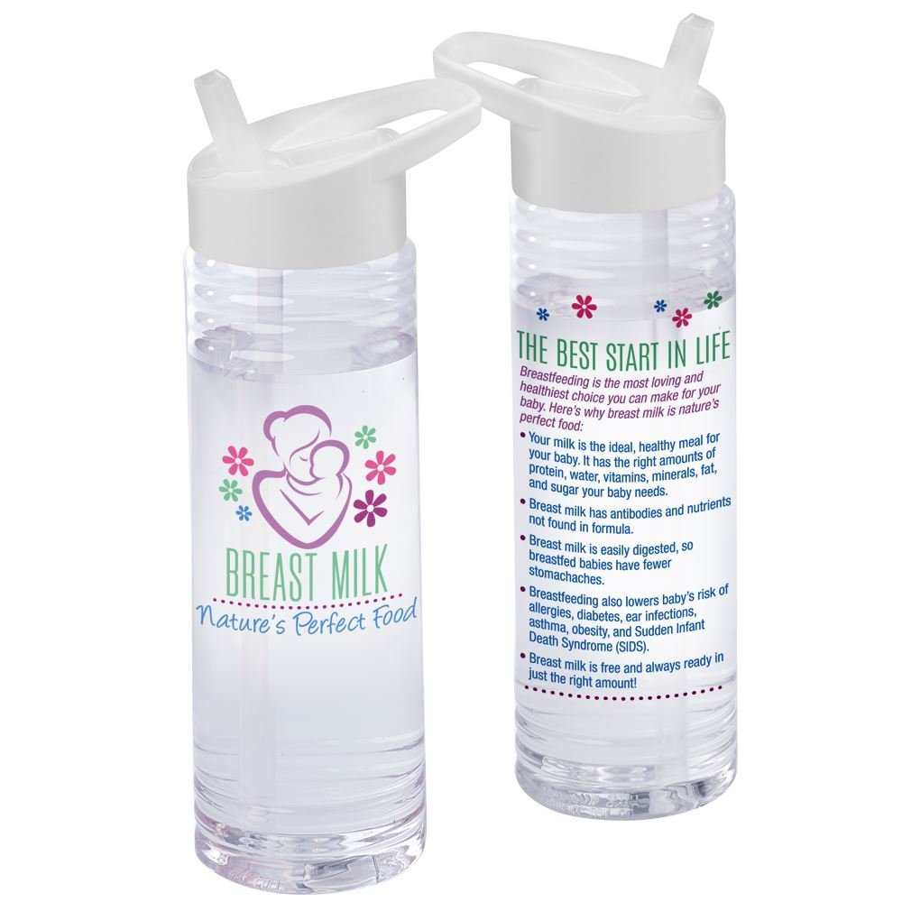 Breastfeeding: Nature's Perfect Food 24-oz.Water Bottle With WhiteSipper Lid