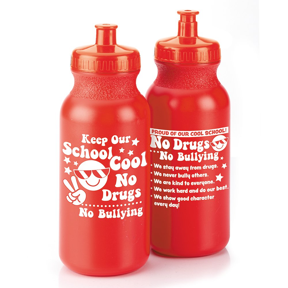 Keep Our School Cool: No Bullying, No Drugs Water Bottle 20 oz. - Pack of 10