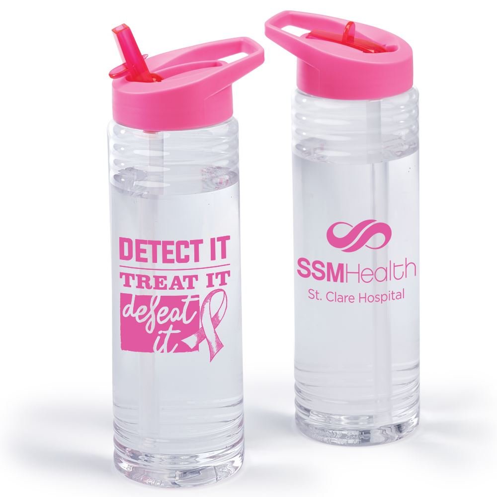 Detect It, Treat It, Defeat It Solara Water Bottle 24-Oz. With Pink Sipper Lid Plus Personalization