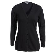 Ladies' V-Neck Embroidered Fine Gauge Long Cardigan Sweater - Personalization Available