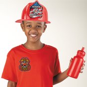 Red Leather Junior Firefighter Plastic Badge