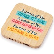 Because Of You Bamboo 10W Wireless Charging Pad